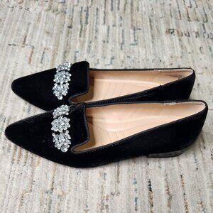 Adrienne Vittadini Black Velvet Shoes W/Stones/Jeweled Size 8M